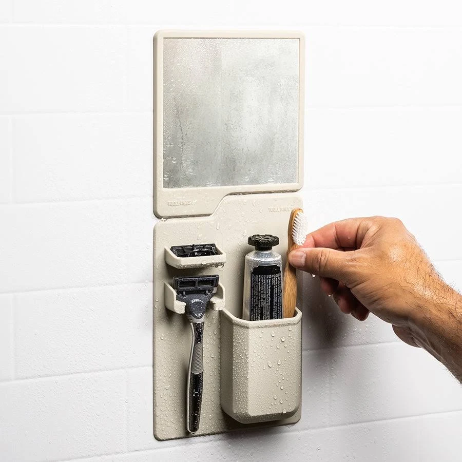 vanrosstucwerken Wall-Mounted Bathroom Mirror and Storage Organizer